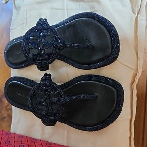 Tory Burch Miller Knotted Pavé Navy Blue Sandal